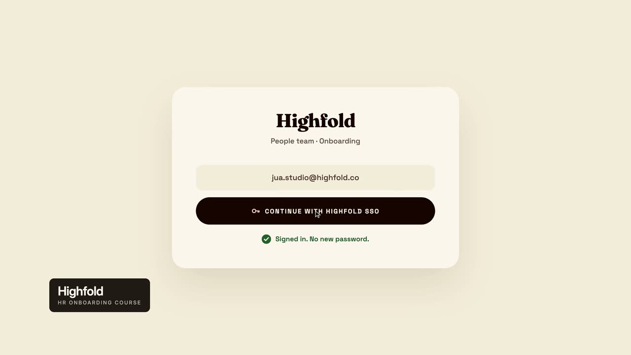 Highfold onboarding: sign in